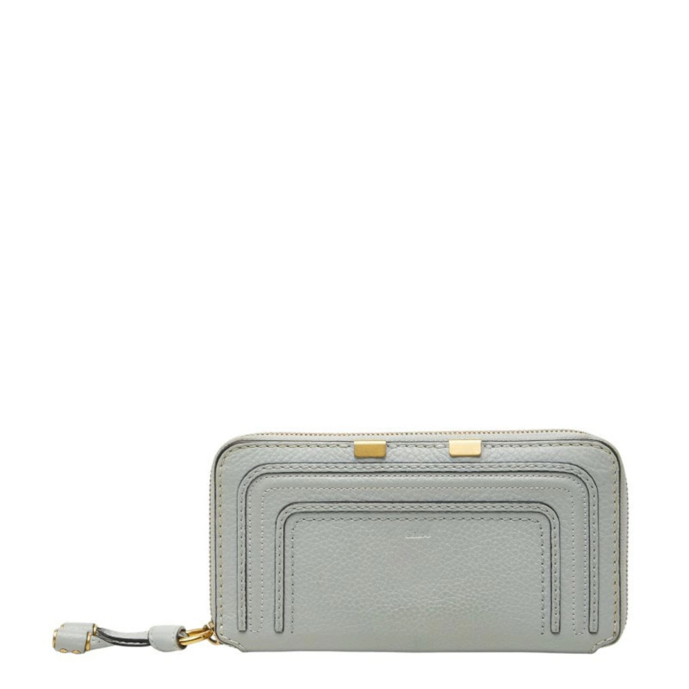 Chloe Marcie Round Zip Long Wallet Blue Leather